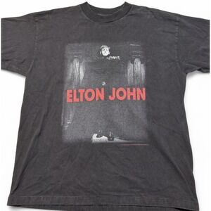 Vintage 1997 Elton John T Shirt Mens XL Tour Tee PolyGram Black Single Stitch